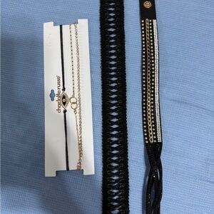 Charlotte Russe Gold and Black Eye Charm Choker Necklace Set